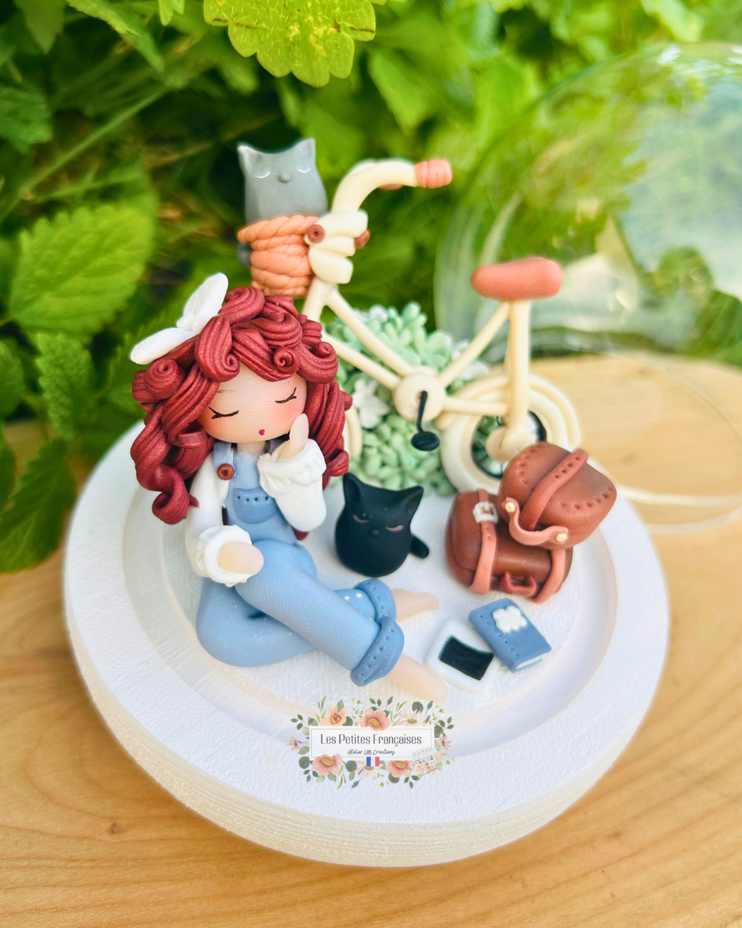 Frédérique - Poupée et sa Bicyclette - Sculpture d'Art Unique