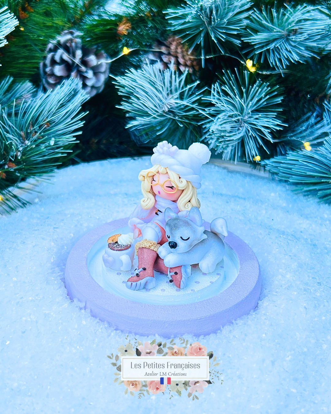 Léonie - Poupée et son Husky - Sculpture d'Art Unique