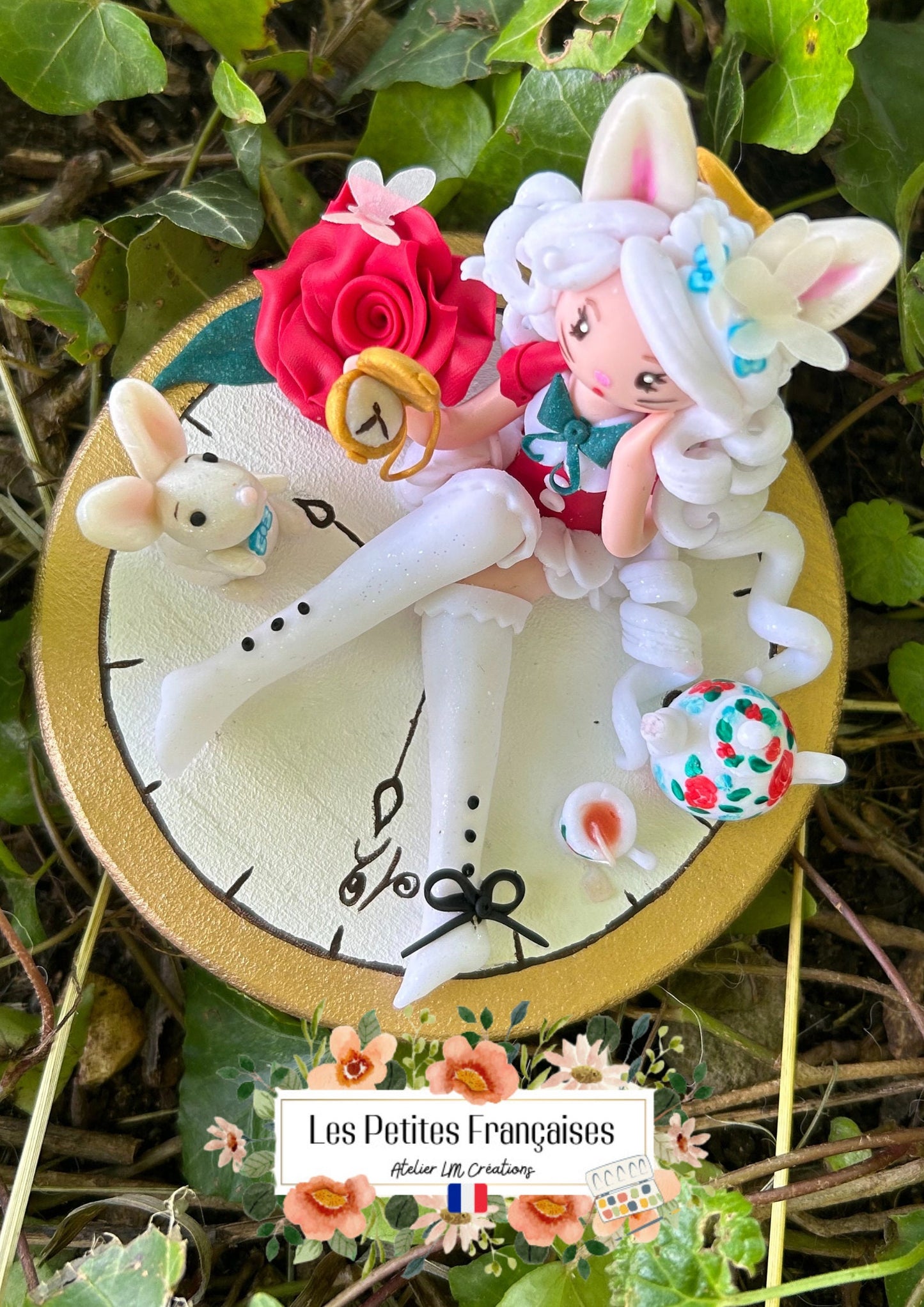 Le Lapin Blanc - Alice au Pays des Merveilles - Sculpture d'Art Unique