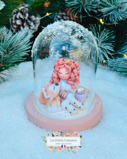 Blanche - Poupée et son Husky - Sculpture d'Art Unique