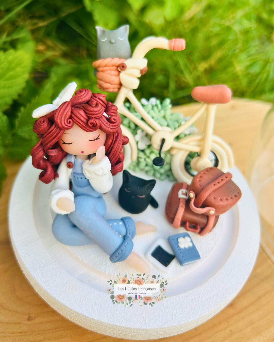 Frédérique - Poupée et sa Bicyclette - Sculpture d'Art Unique