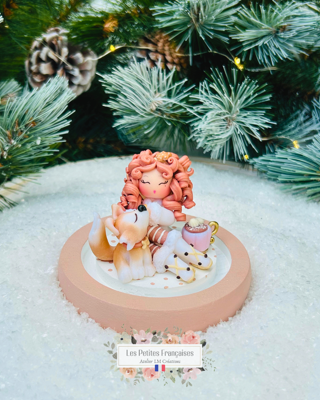 Blanche - Poupée et son Husky - Sculpture d'Art Unique