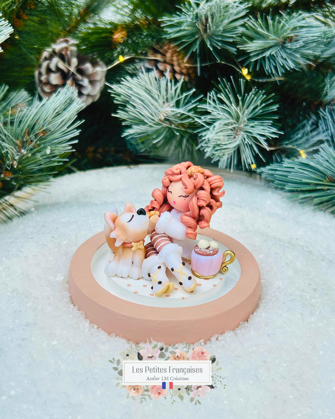 Blanche - Poupée et son Husky - Sculpture d'Art Unique