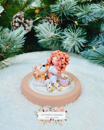 Blanche - Poupée et son Husky - Sculpture d'Art Unique