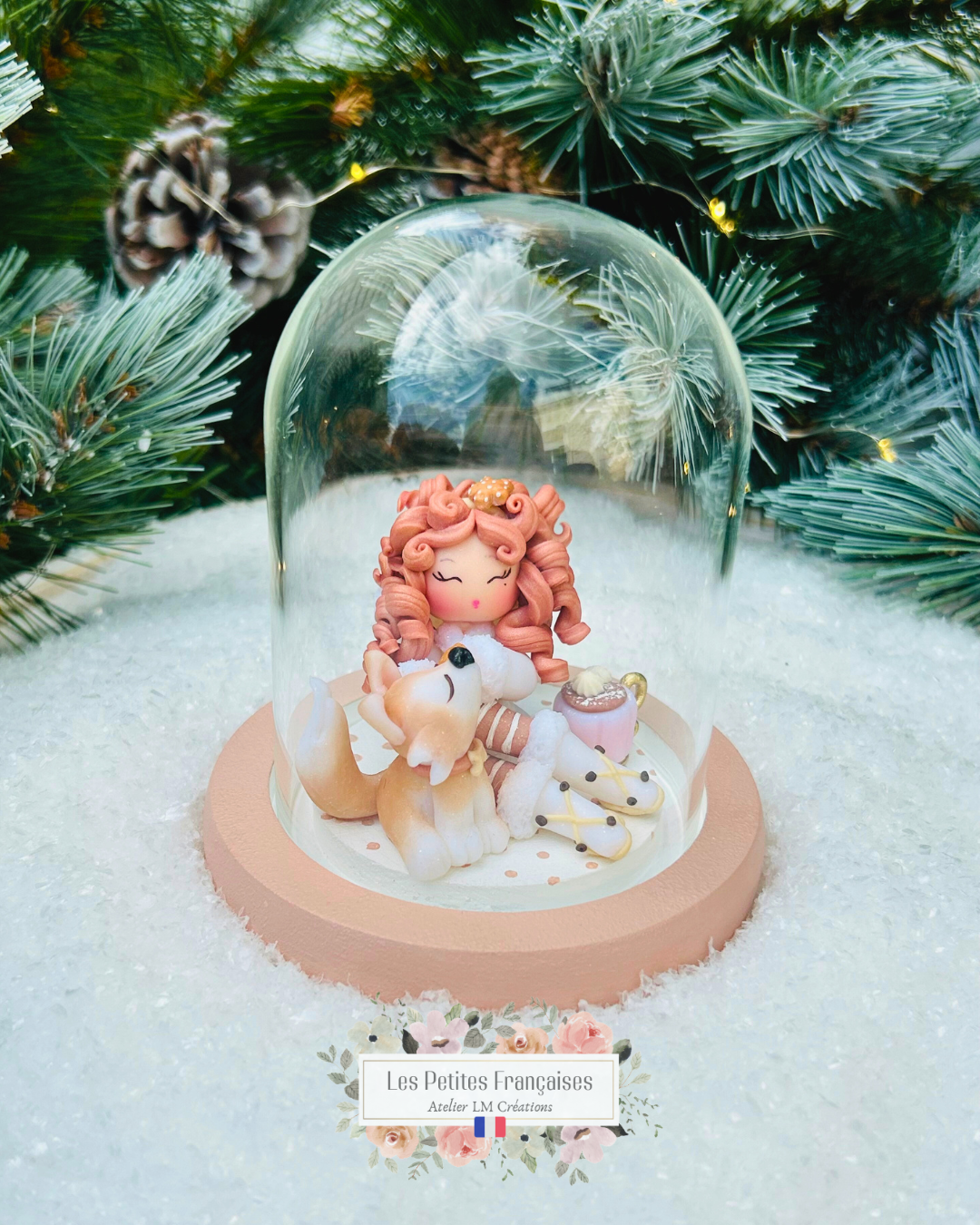 Blanche - Poupée et son Husky - Sculpture d'Art Unique