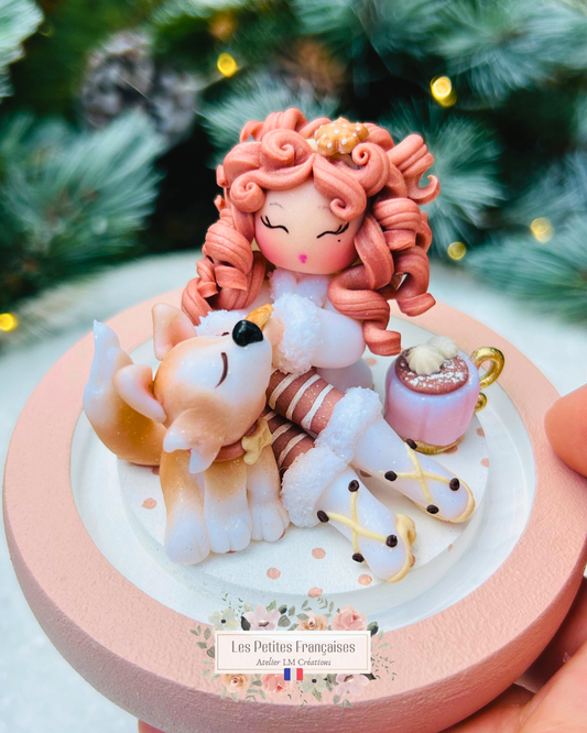 Blanche - Poupée et son Husky - Sculpture d'Art Unique