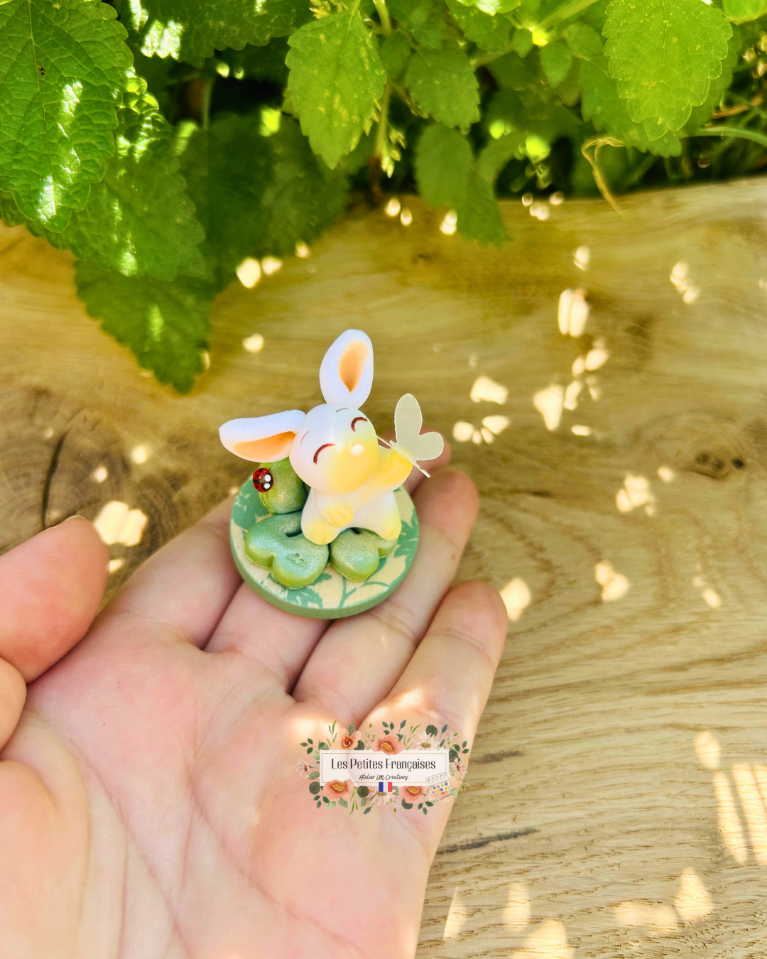 Ninon - Lapin Trèfle Porte-Bonheur - Sculpture d'Art Unique