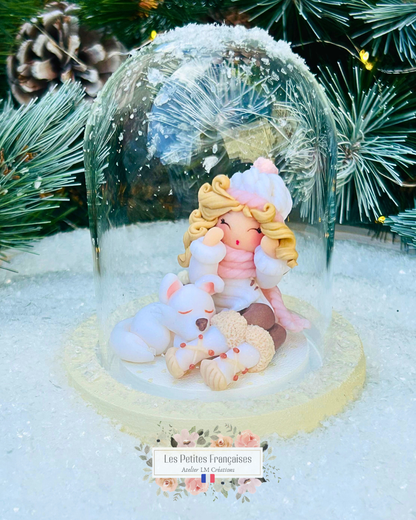 Rosalie - Poupée et son Husky - Sculpture d'Art Unique