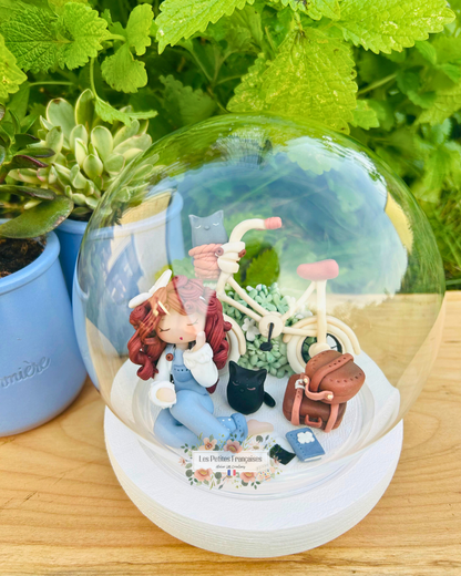 Frédérique - Poupée et sa Bicyclette - Sculpture d'Art Unique