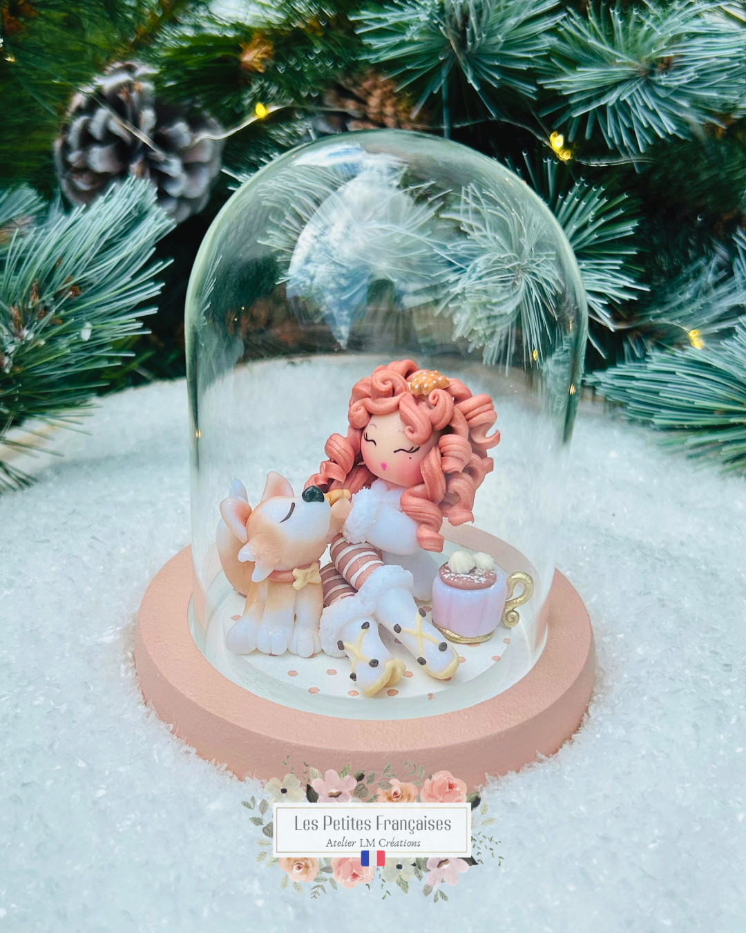 Blanche - Poupée et son Husky - Sculpture d'Art Unique