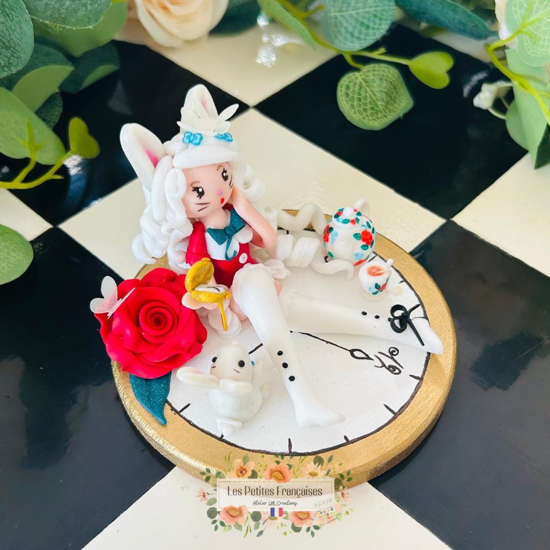 Le Lapin Blanc - Alice au Pays des Merveilles - Sculpture d'Art Unique