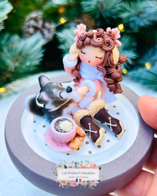 Agathe - Poupée et son Husky - Sculpture d'Art Unique