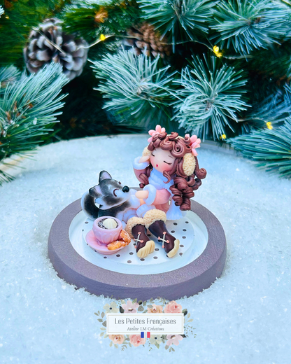 Agathe - Poupée et son Husky - Sculpture d'Art Unique