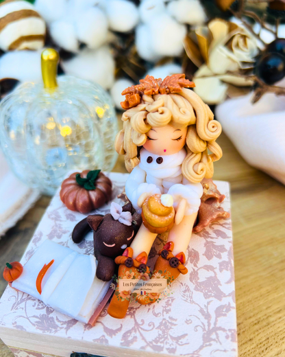 Émeline - Boîte Poupée Automne - Sculpture d'Art Unique