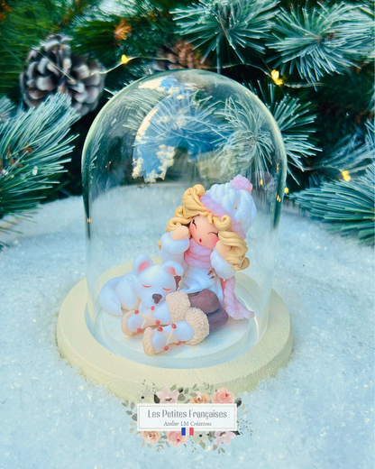 Rosalie - Poupée et son Husky - Sculpture d'Art Unique