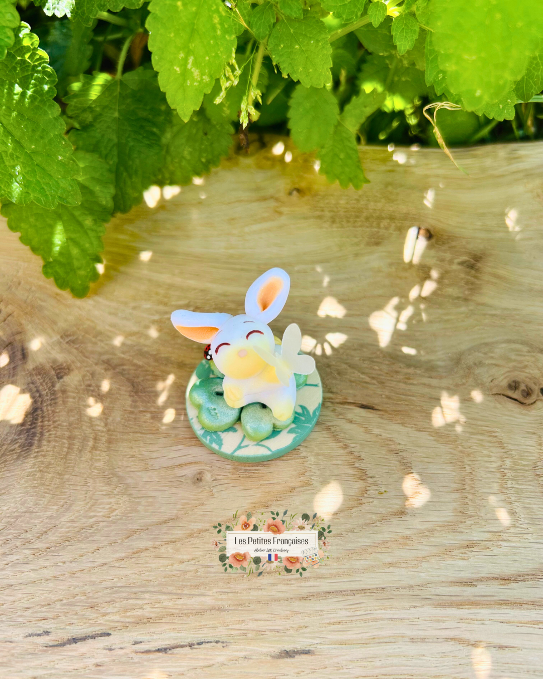 Ninon - Lapin Trèfle Porte-Bonheur - Sculpture d'Art Unique