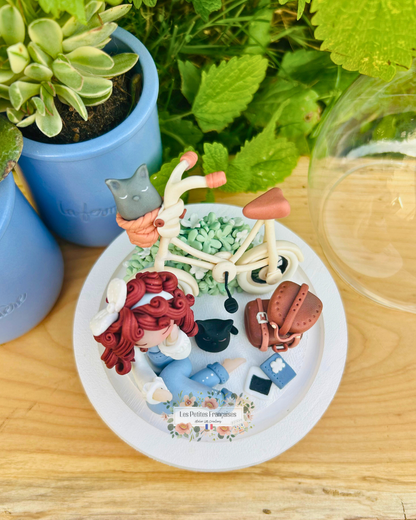 Frédérique - Poupée et sa Bicyclette - Sculpture d'Art Unique