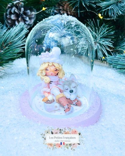 Léonie - Poupée et son Husky - Sculpture d'Art Unique