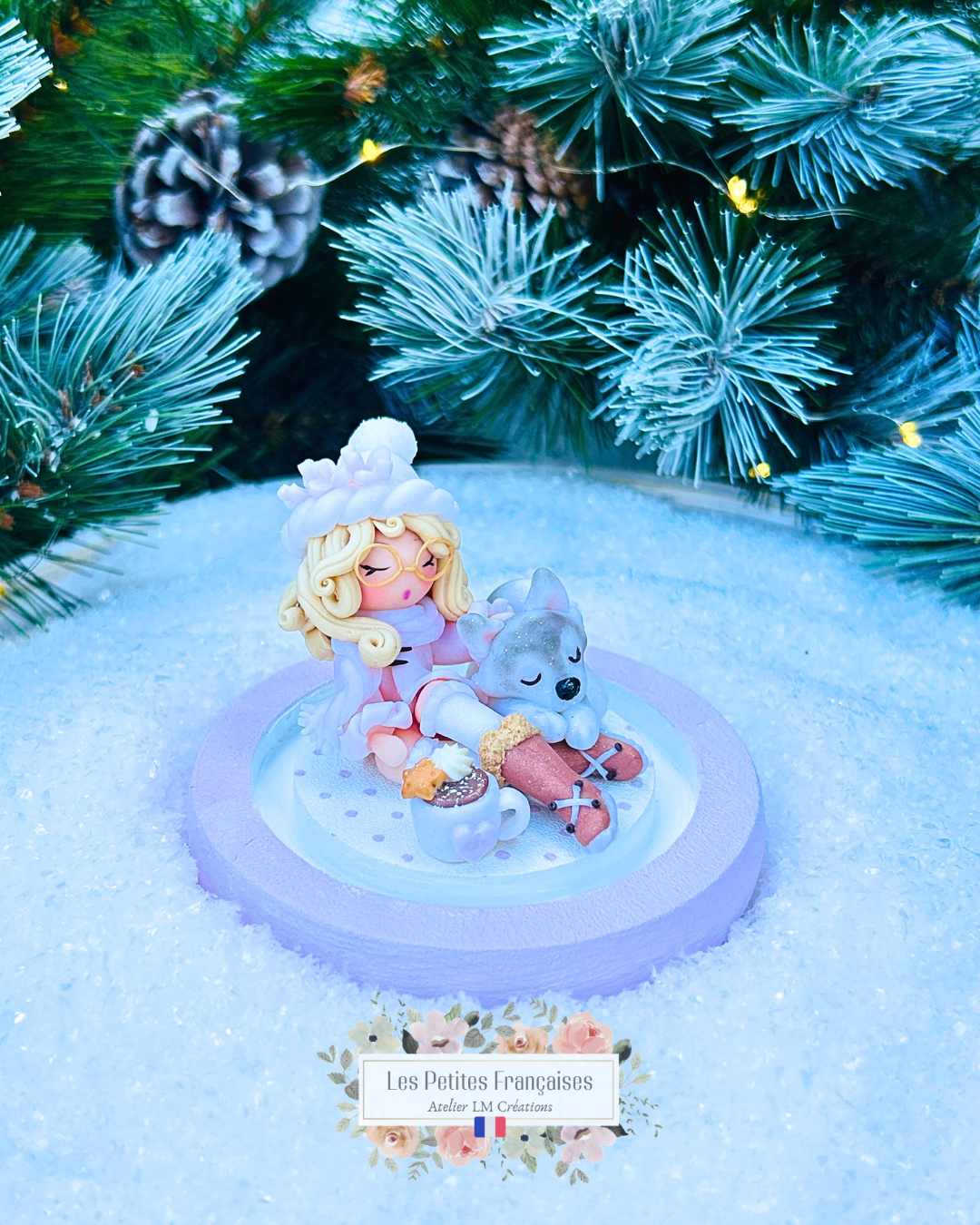 Léonie - Poupée et son Husky - Sculpture d'Art Unique