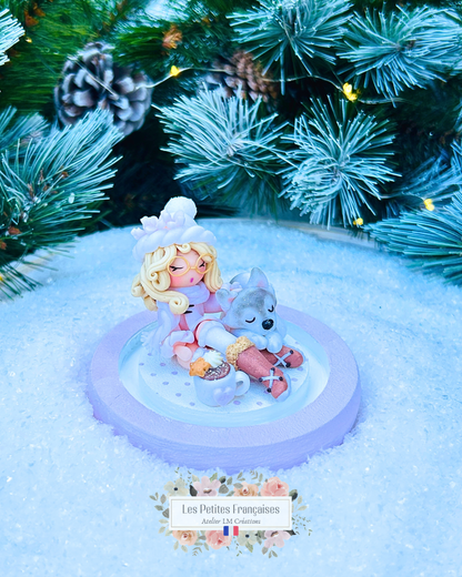 Léonie - Poupée et son Husky - Sculpture d'Art Unique