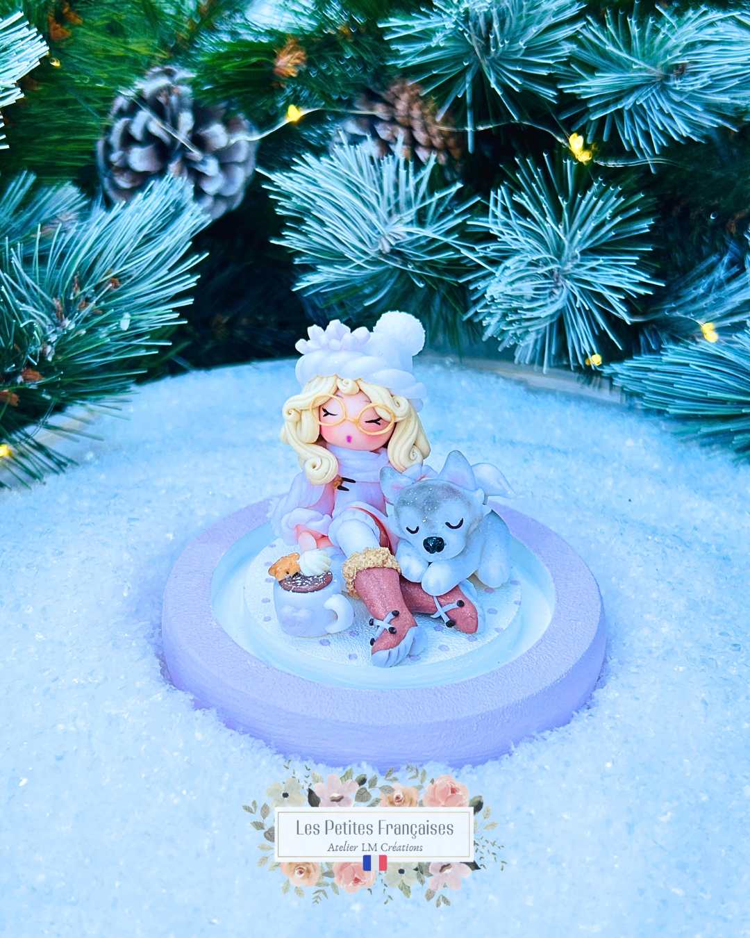 Léonie - Poupée et son Husky - Sculpture d'Art Unique