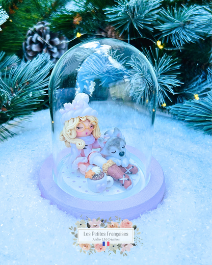 Léonie - Poupée et son Husky - Sculpture d'Art Unique