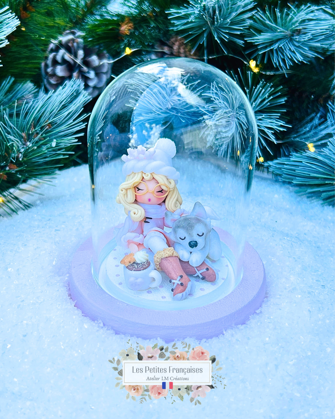 Léonie - Poupée et son Husky - Sculpture d'Art Unique