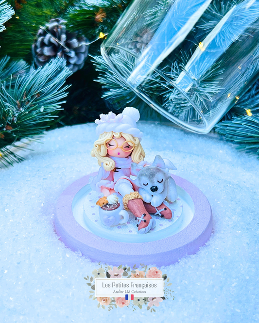 Léonie - Poupée et son Husky - Sculpture d'Art Unique