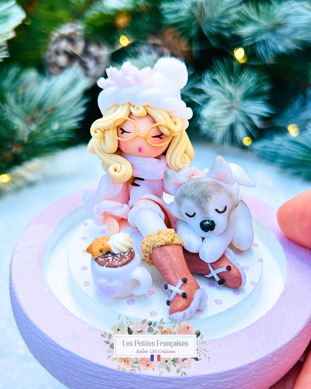 Léonie - Poupée et son Husky - Sculpture d'Art Unique