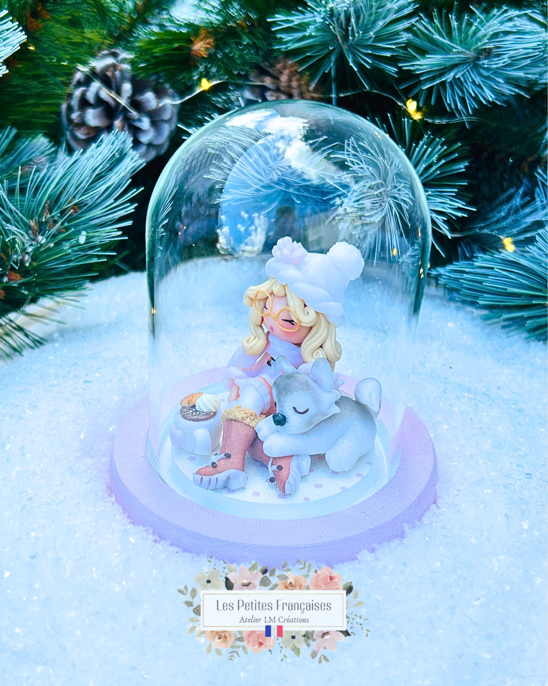 Léonie - Poupée et son Husky - Sculpture d'Art Unique