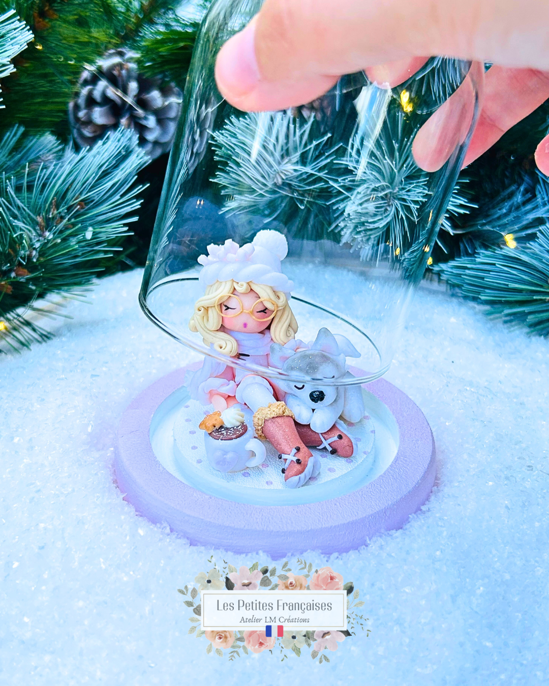 Léonie - Poupée et son Husky - Sculpture d'Art Unique