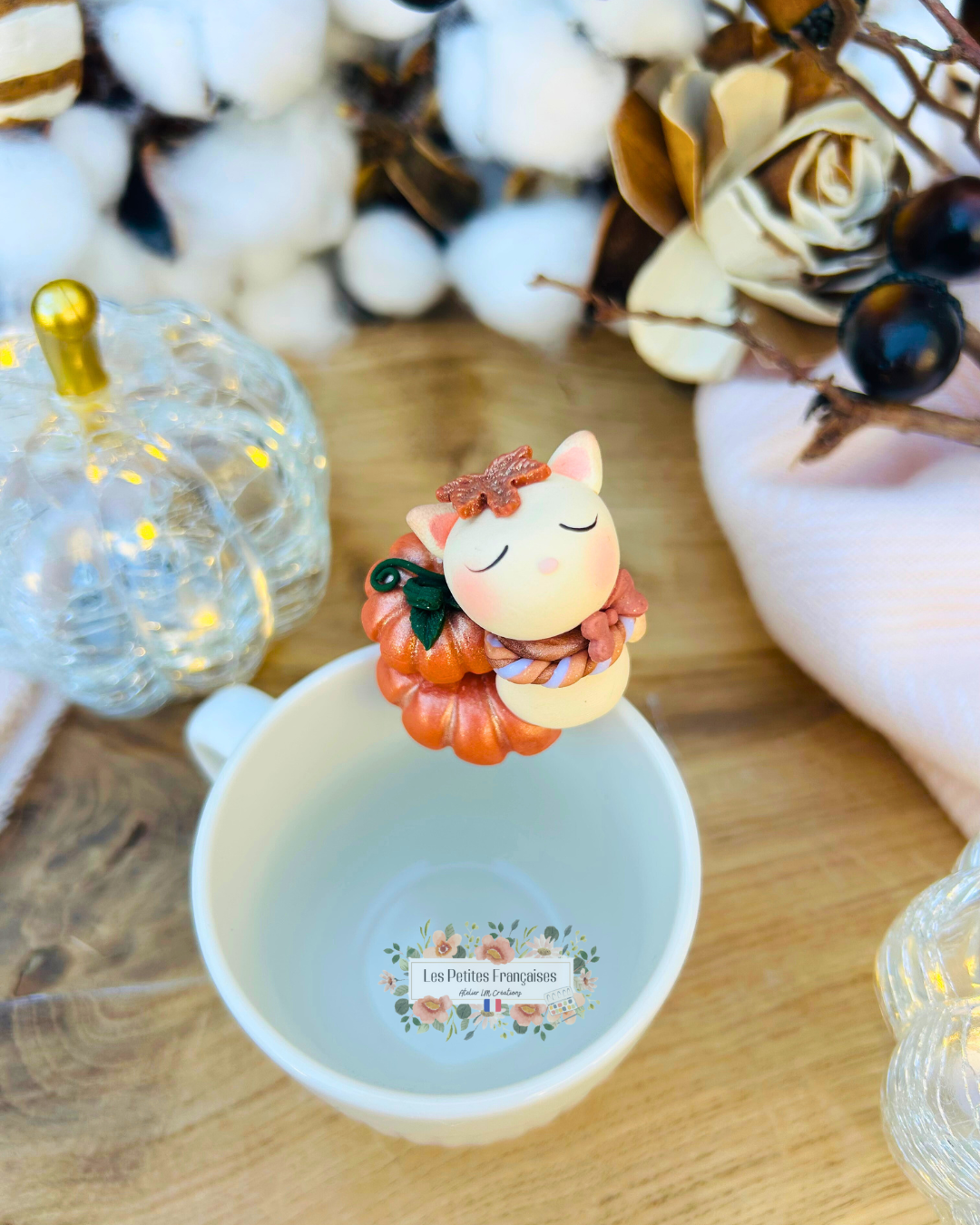 Le Petit Chat d'Automne - Tasse/Mug Automne - Sculpture d'Art Unique