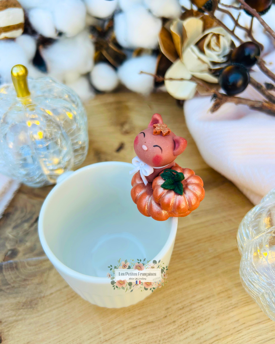 Le Petit Chat d'Automne - Tasse/Mug Automne - Sculpture d'Art Unique