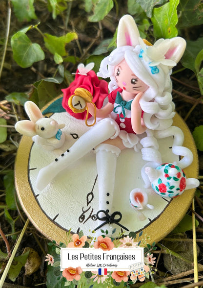 Le Lapin Blanc - Alice au Pays des Merveilles - Sculpture d'Art Unique