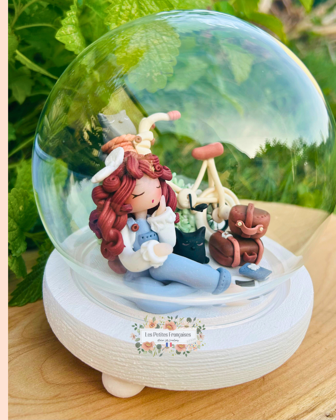 Frédérique - Poupée et sa Bicyclette - Sculpture d'Art Unique