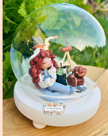 Frédérique - Poupée et sa Bicyclette - Sculpture d'Art Unique