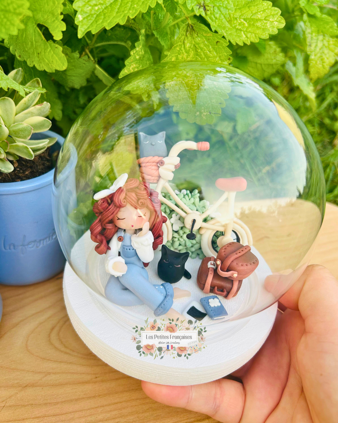 Frédérique - Poupée et sa Bicyclette - Sculpture d'Art Unique