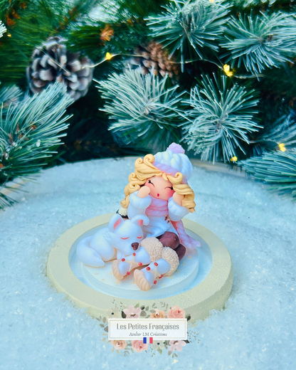 Rosalie - Poupée et son Husky - Sculpture d'Art Unique