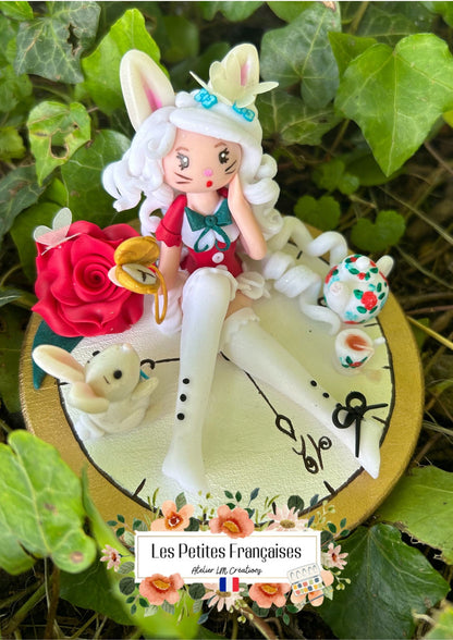 Le Lapin Blanc - Alice au Pays des Merveilles - Sculpture d'Art Unique