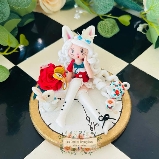 Le Lapin Blanc - Alice au Pays des Merveilles - Sculpture d'Art Unique
