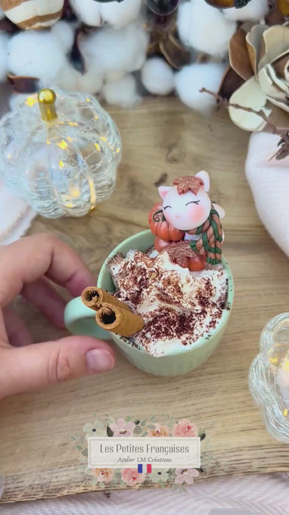 Le Petit Chat d'Automne - Tasse/Mug Automne - Sculpture d'Art Unique